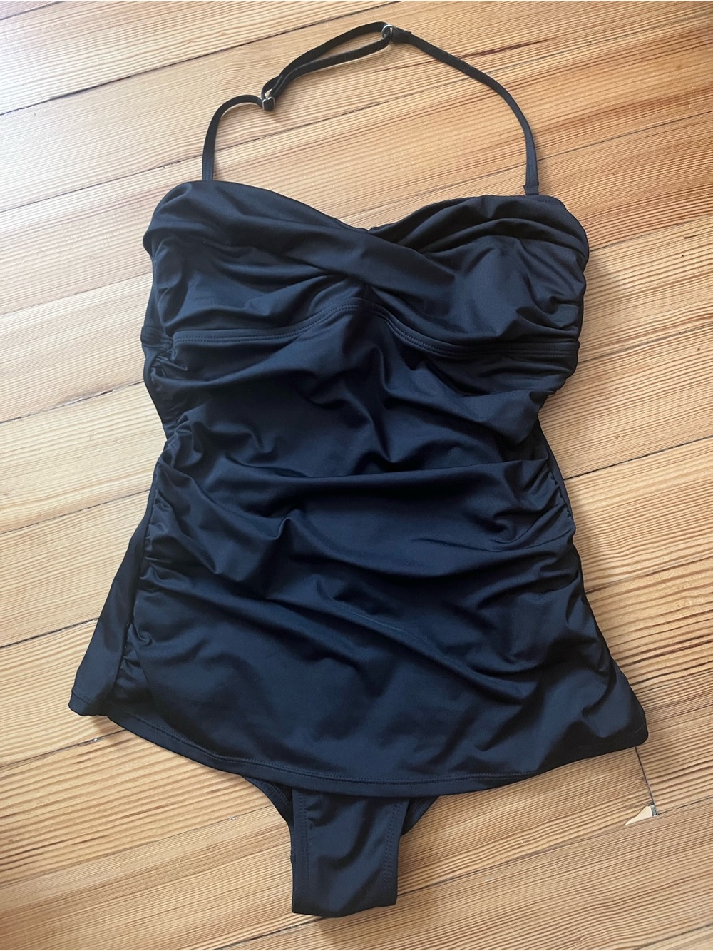 Jantzen Black Ruched Tankini Top with Removable Halter